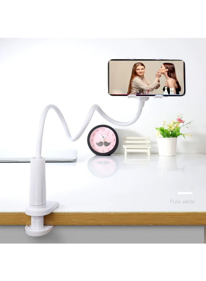 Gooseneck Phone Holder for Bed,Clip On Phone Holder for Desk,360 Degree Rotation Flexible Long Arm Cellphone Stand,Universal Lazy Bracket, Tablet Stand Hold-er Suitble All Cellphone(White) - Image 3